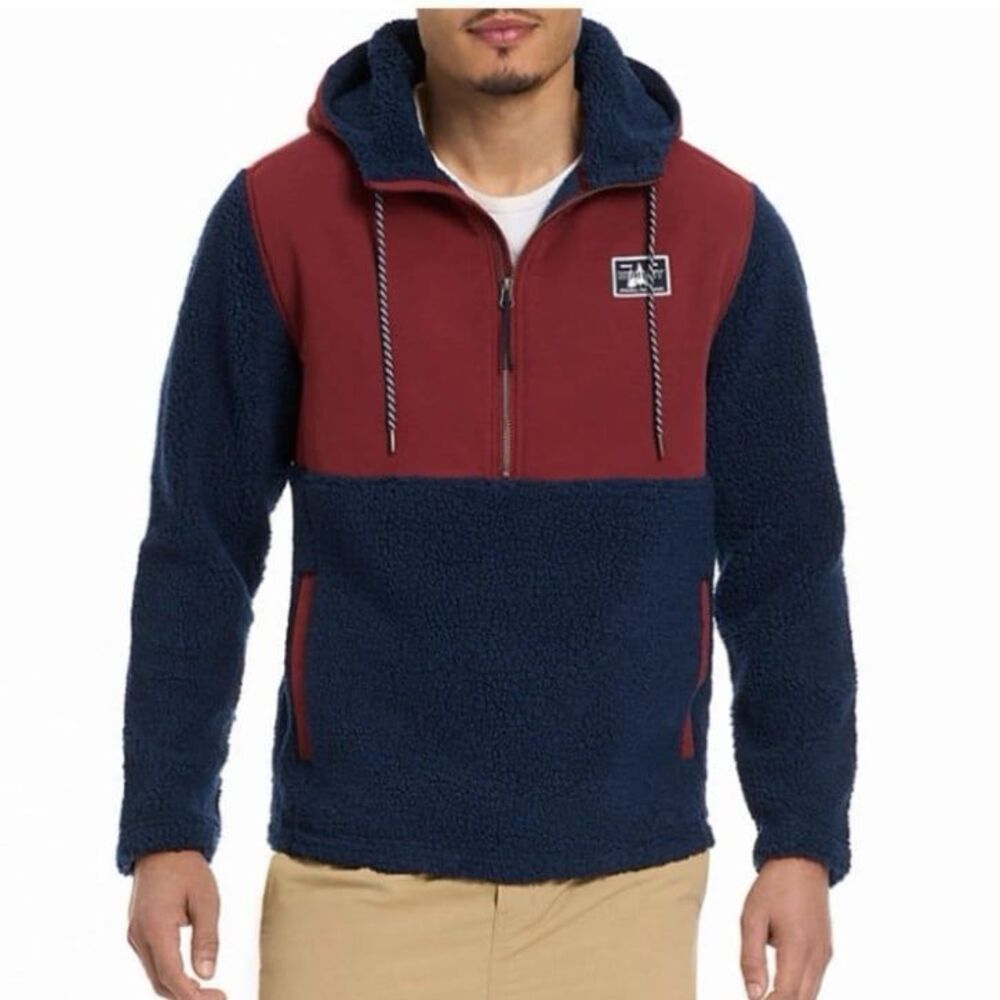 Hurley Sherpa Anorak Hoodie Navy Burgundy Men's Large NWT